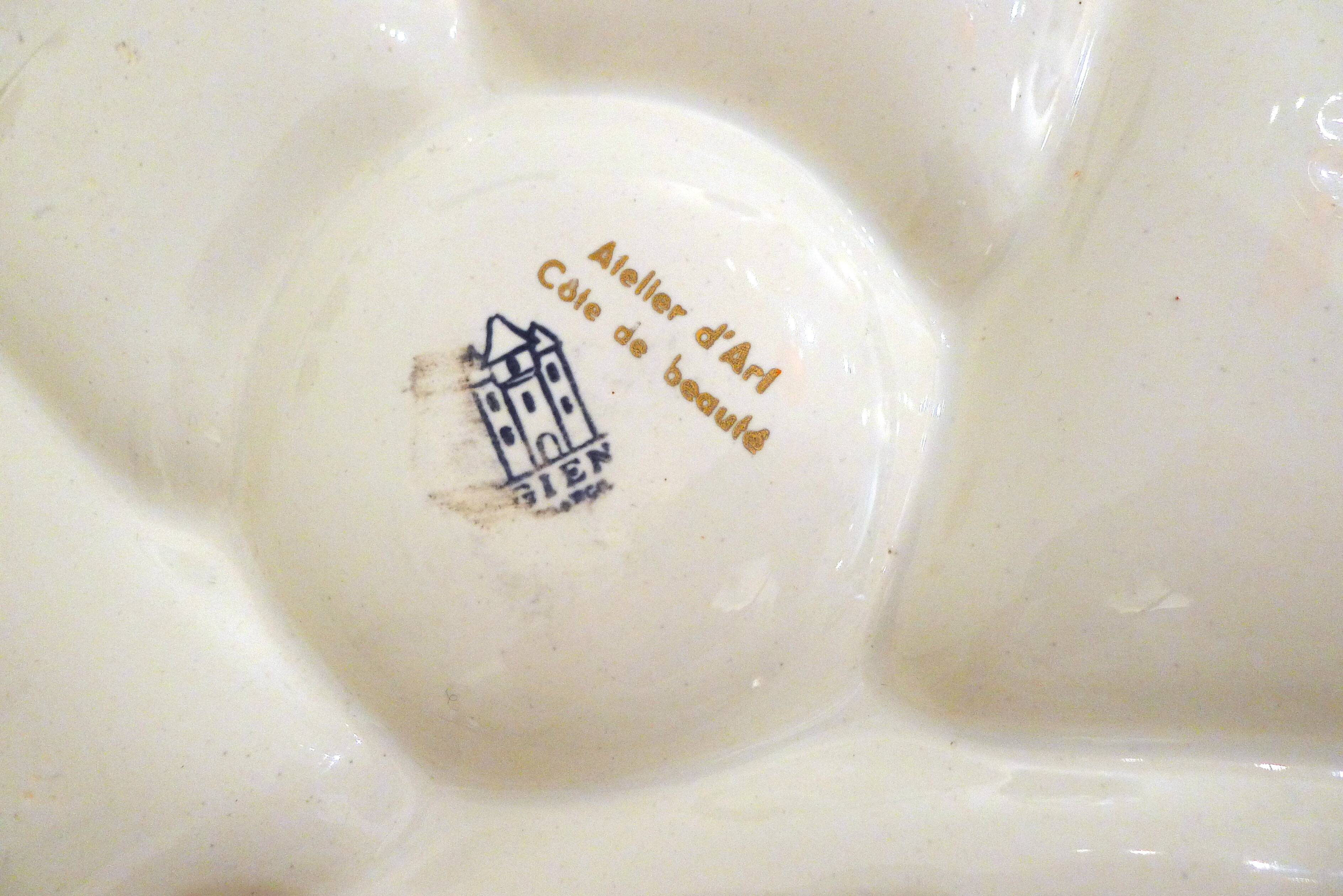 Appetizer plate, seaside design, Gien earthenware, 1960