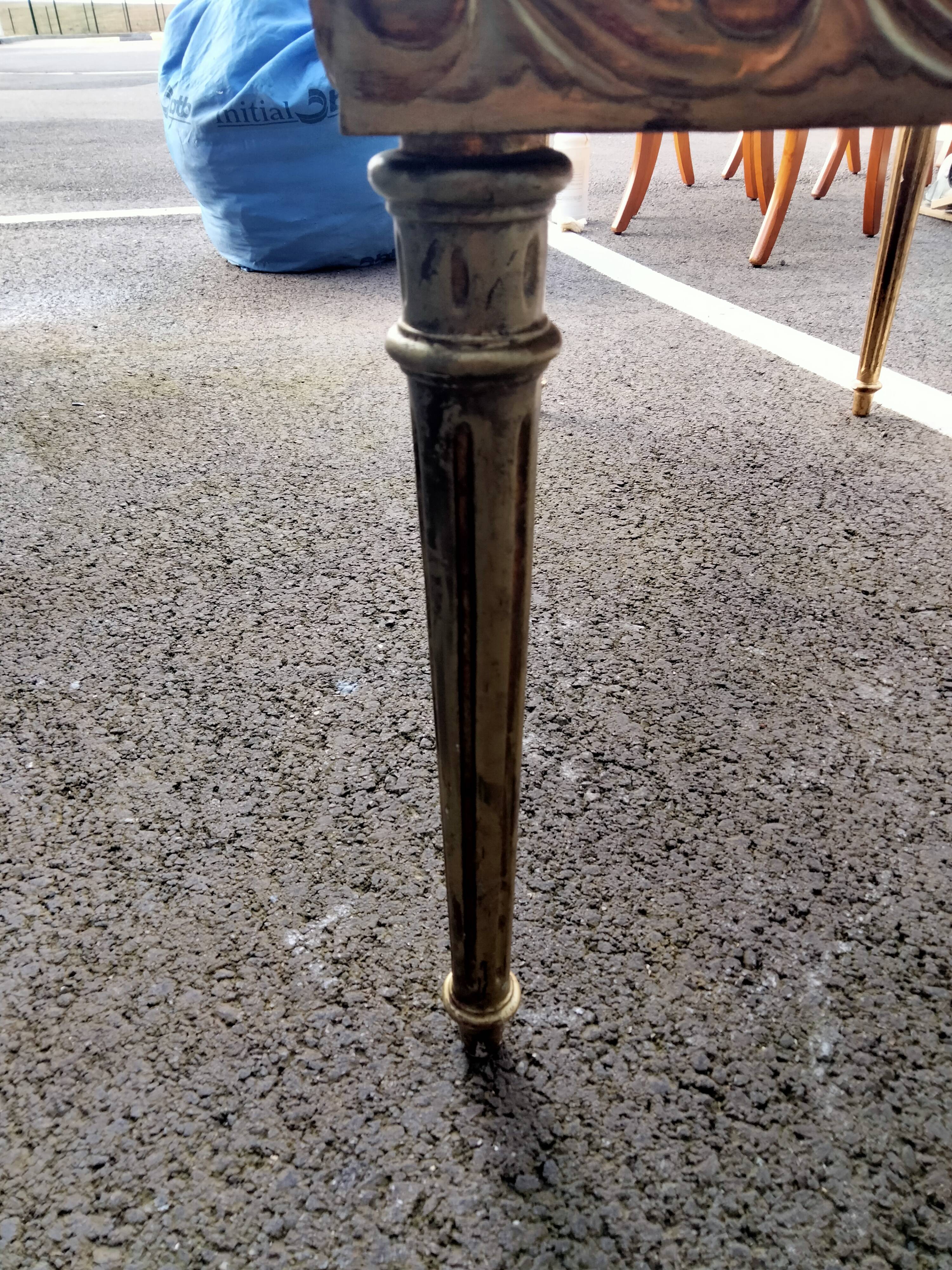 Coffee table gilded wood old marble top side table