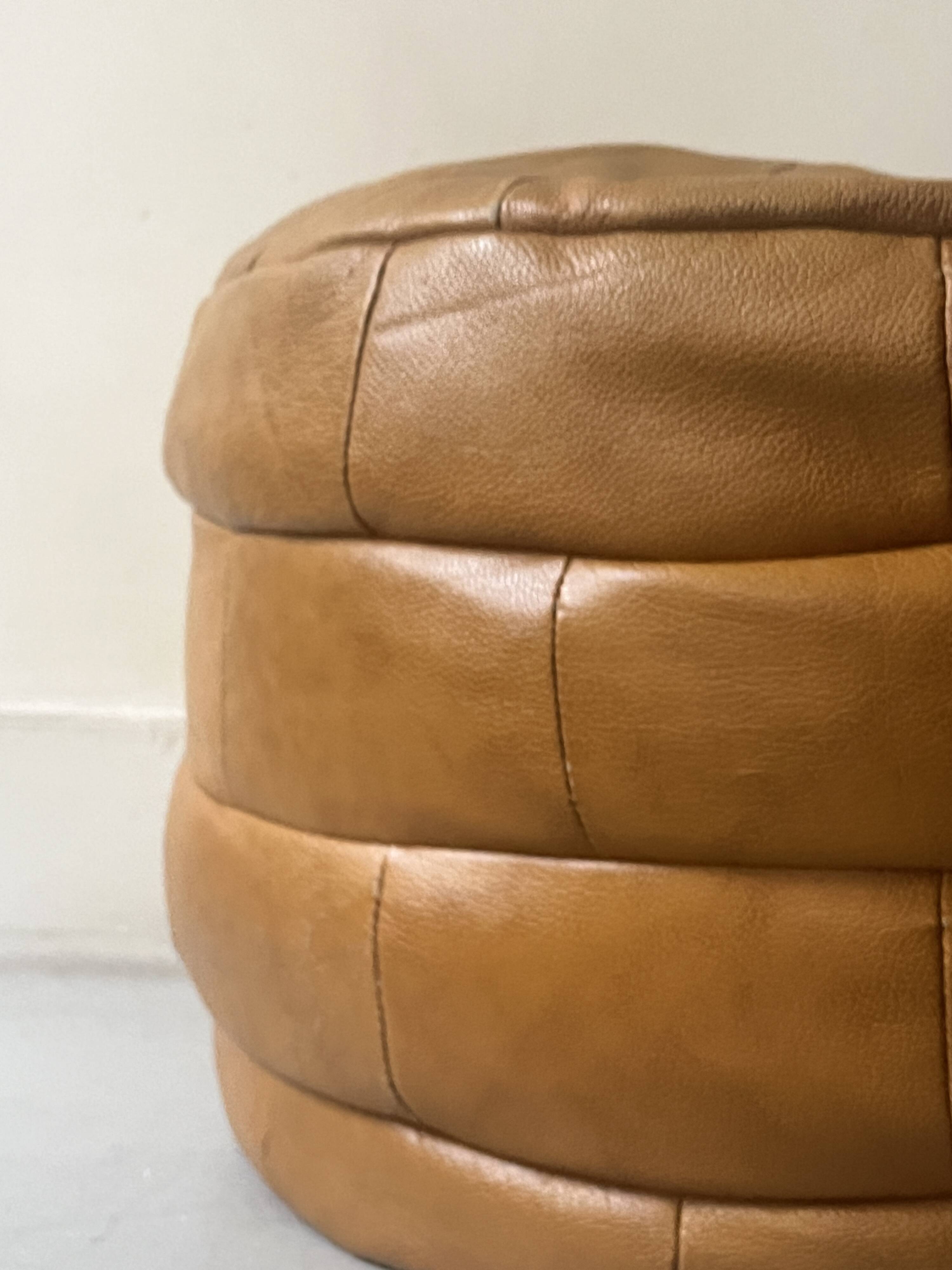 pouf in genuine leather patchwork colors, 1970