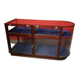 Mahogany showcase case with curved glass