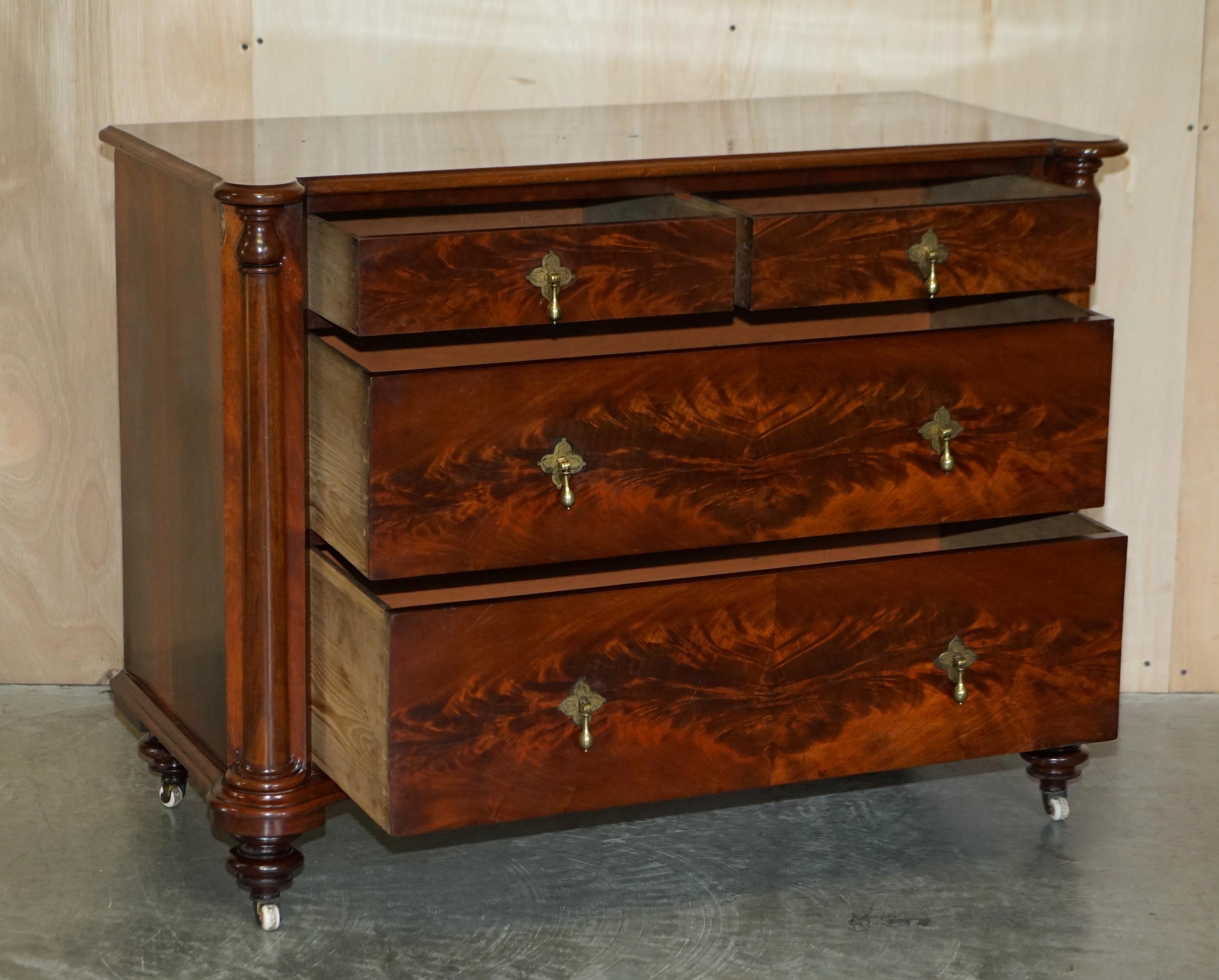 Victorian Flame Wood Commode with Porcelain Casters
