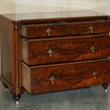 Victorian Flame Wood Commode with Porcelain Casters