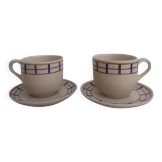 Ensemble de 2 tasses à déjeuner basque en grès Amatxi