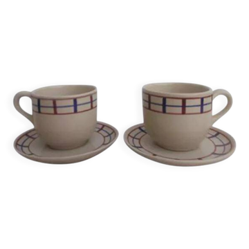 Ensemble de 2 tasses à déjeuner basque en grès Amatxi