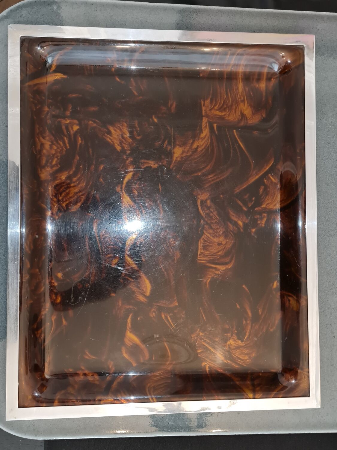 Lucite tortoiseshell and silver metal style