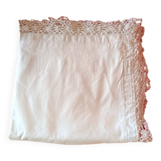 Large pillowcase. Handmade lace surround.