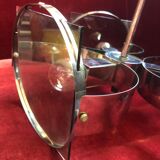 Vintage chandelier 70s, chrome and smoked glass