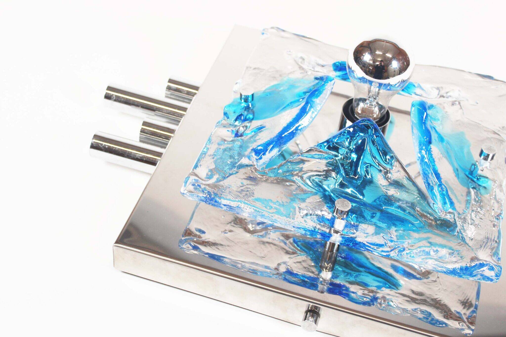 Stunning XXL Chrome and murano glass wall light by AV Mazzega