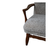 Viggo Boesen, high-back chair in oak and shearling lambskin, modern Danish design, 1950s.