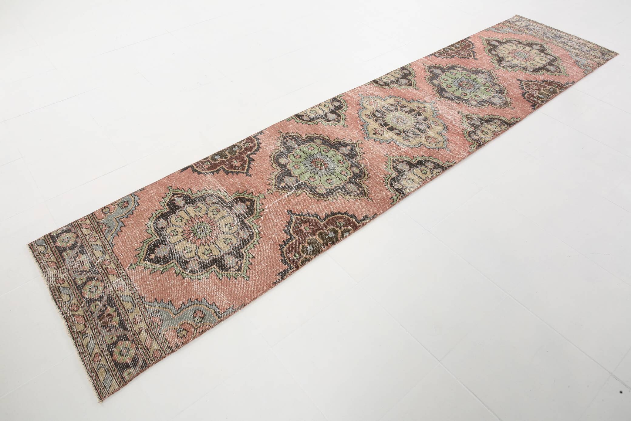 3x12 Rug For Hallway Dark Salmon  Persian Turkish Runner Rug, 82x364Cm SK 5242