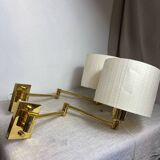 Two wall lights with articulated arm in gold metal Egolux