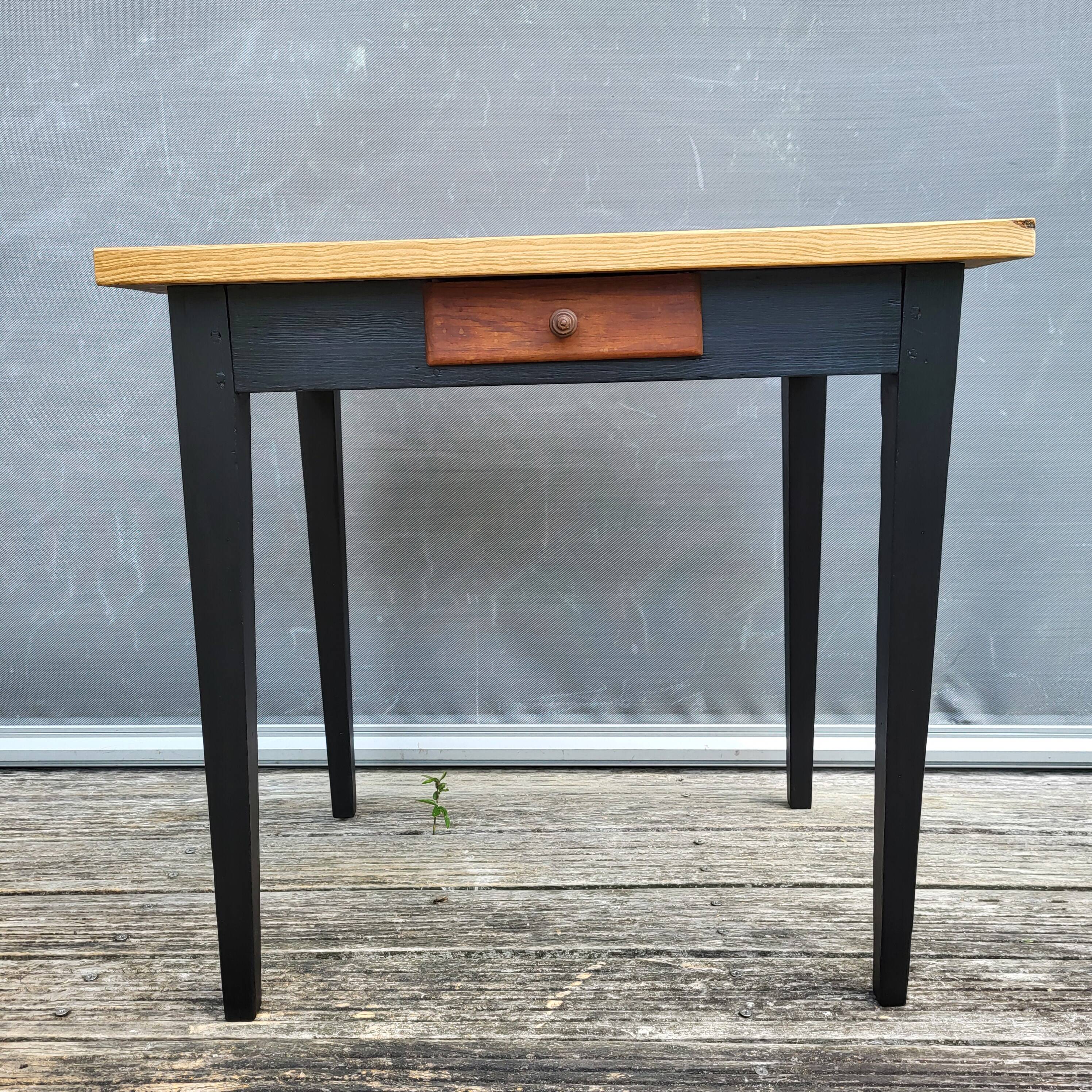 Petit bureau table d'appoint bicolore miel et noir