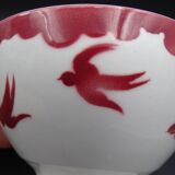 Saarland Digoin's Faience Bowl - Red Swallow Decoration - 1940
