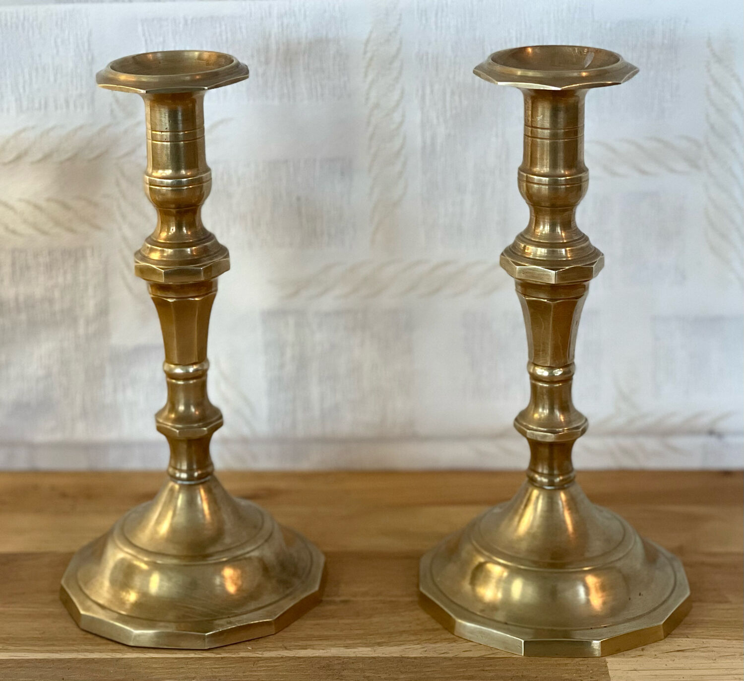 Pair of brass candle holders