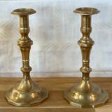 Pair of brass candle holders
