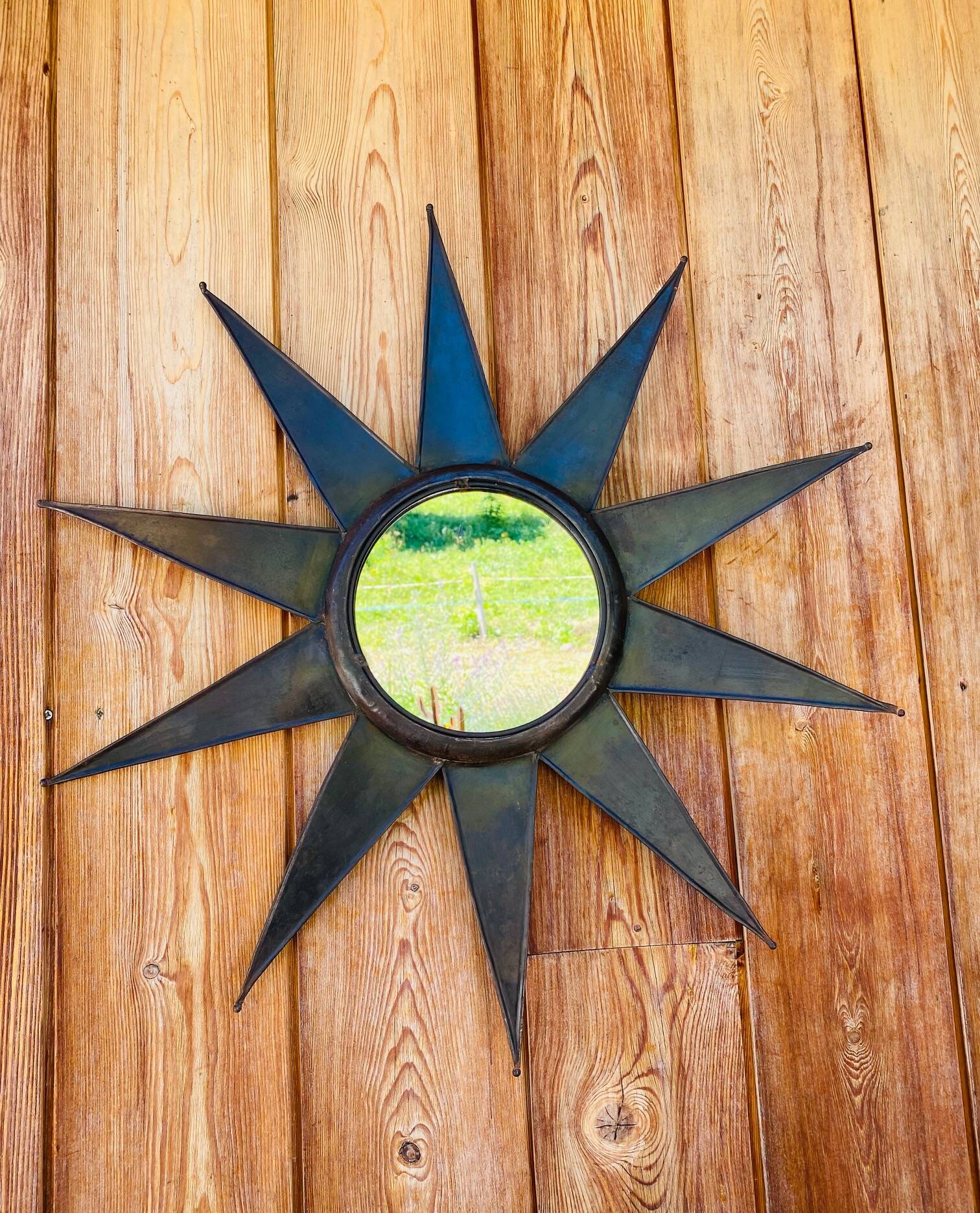 Antique metal sun mirror 70x70cm