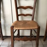 Wooden and straw chairs