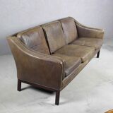 Brown Leather And Rosewood Sofa By Vatne Mobler, Norway 1970s