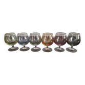 6 old vintage colored liquor glasses