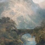 Large watercolor - Landscape dated 1887 by Edmund Phipps