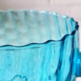Ice bucket optical turquoise glass, vintage crystal
