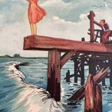 J.Touchet Illustration signed / The dive
