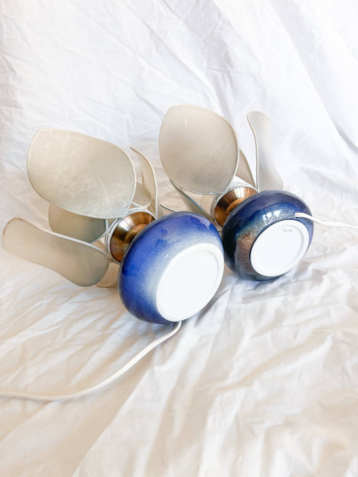 Pair of vintage lamps by Patrick Bossis – Limoges porcelain 1980