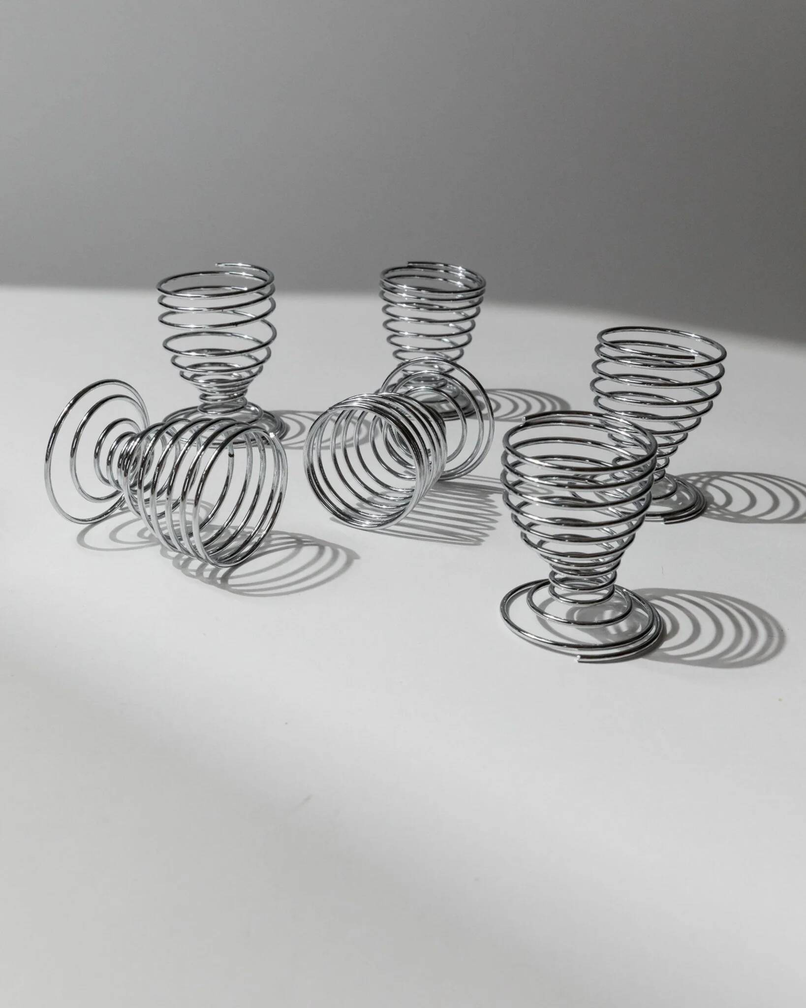 Lot de 6 coquetiers vintage - spirale en métal chromé, design Space Age intemporel, Italie années 1970 - idée cadeau, décoration de table rétro et élégante