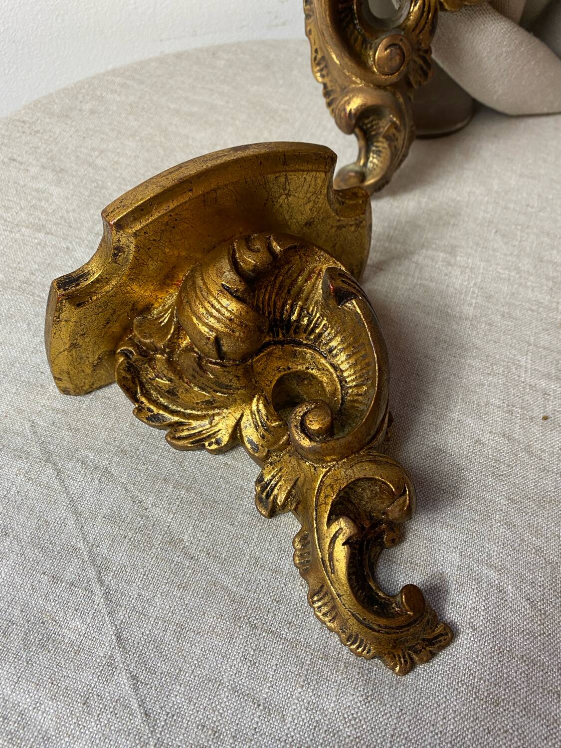 Pair of gilded wood wall consoles