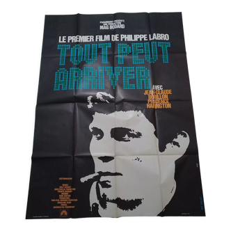 Original large-format cinema poster folded: anything can happen 1969 labro luchini deneuve