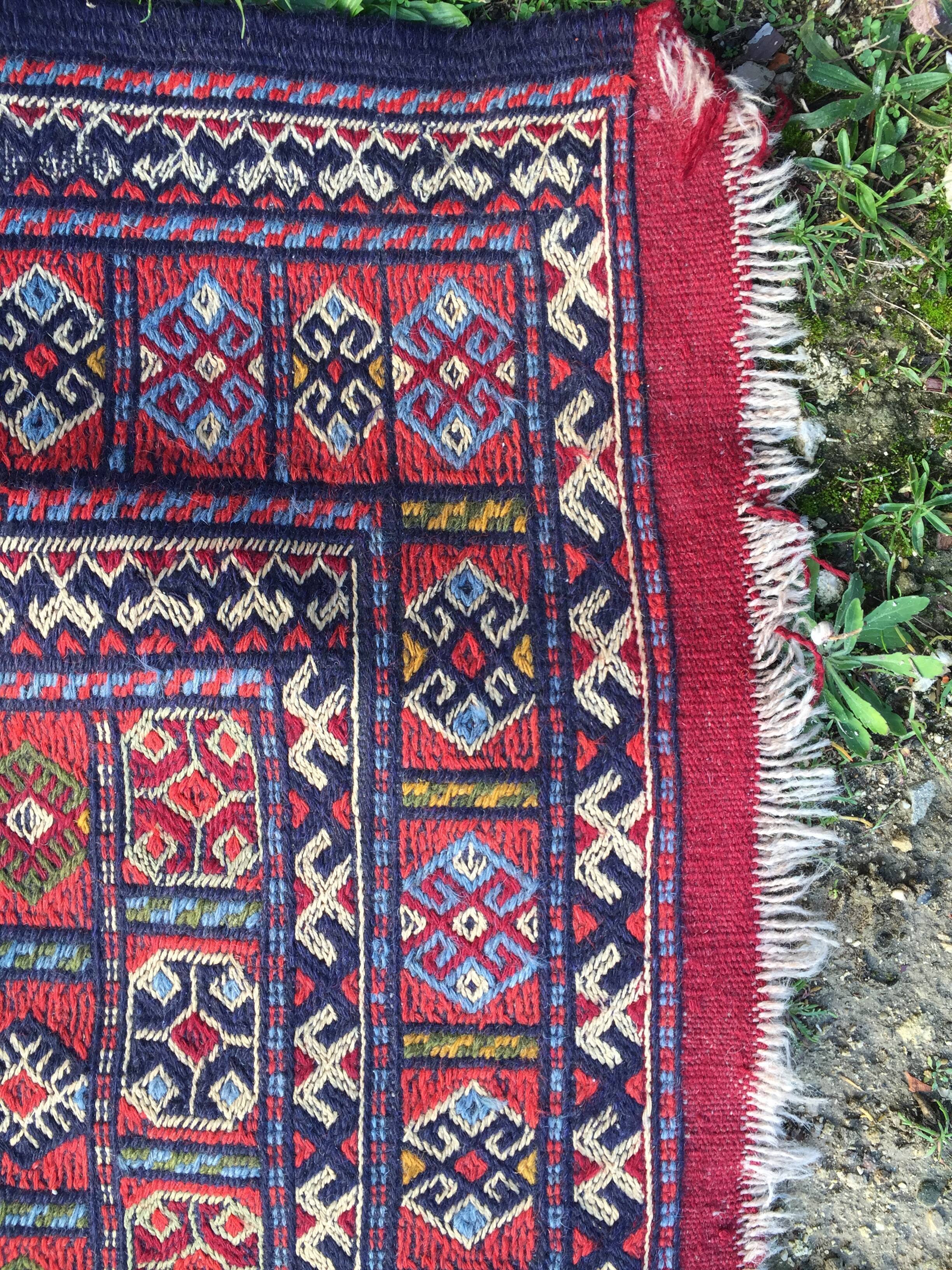 Berber carpet, woven and embroidered, wool 204 x106 cm 20th century