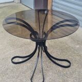 Space Age table in steel with smoked glass top, 1970