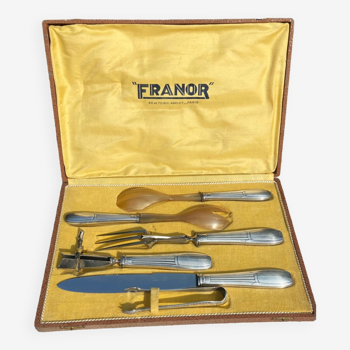 Box of Art Deco Franor serving cutlery 1930 silver metal