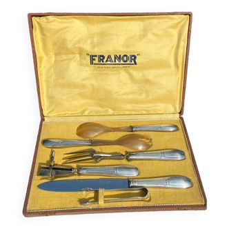 Box of Art Deco Franor serving cutlery 1930 silver metal