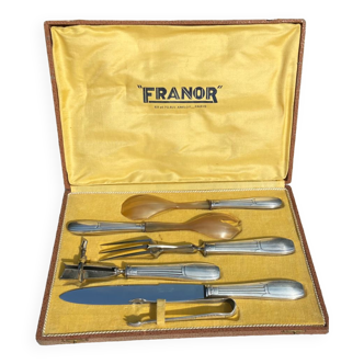 Art Deco Franor 1930 silver metal service cutlery box