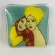 Yves Blayo Signed "Russian Women" Glass Trinket Tray in Screen-Printed Glass