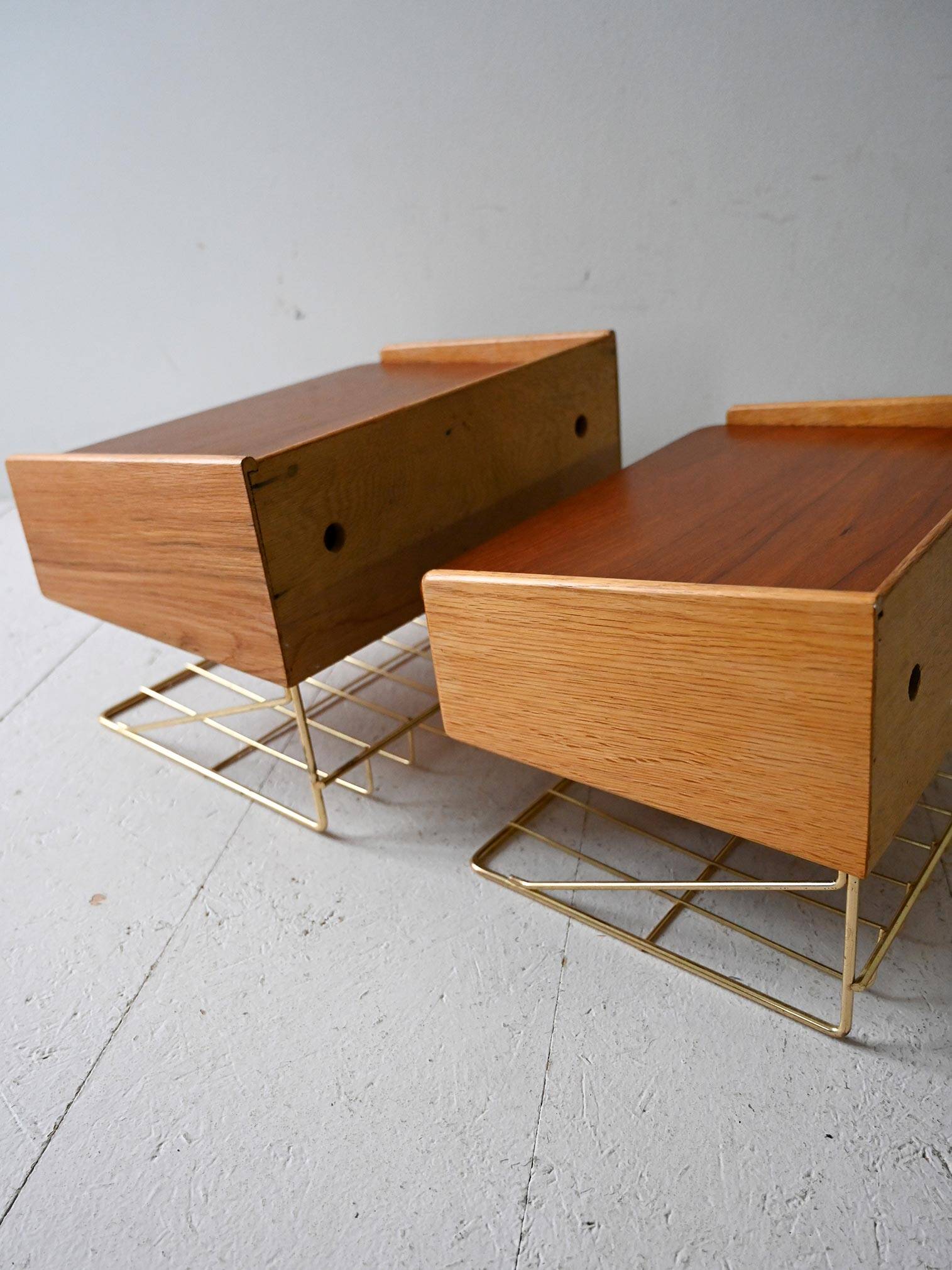 Pair of 1950s Scandinavian wall-mounted nightstands