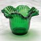 Pair of Green Blown Glass Candle Holders – Corolla Shape
