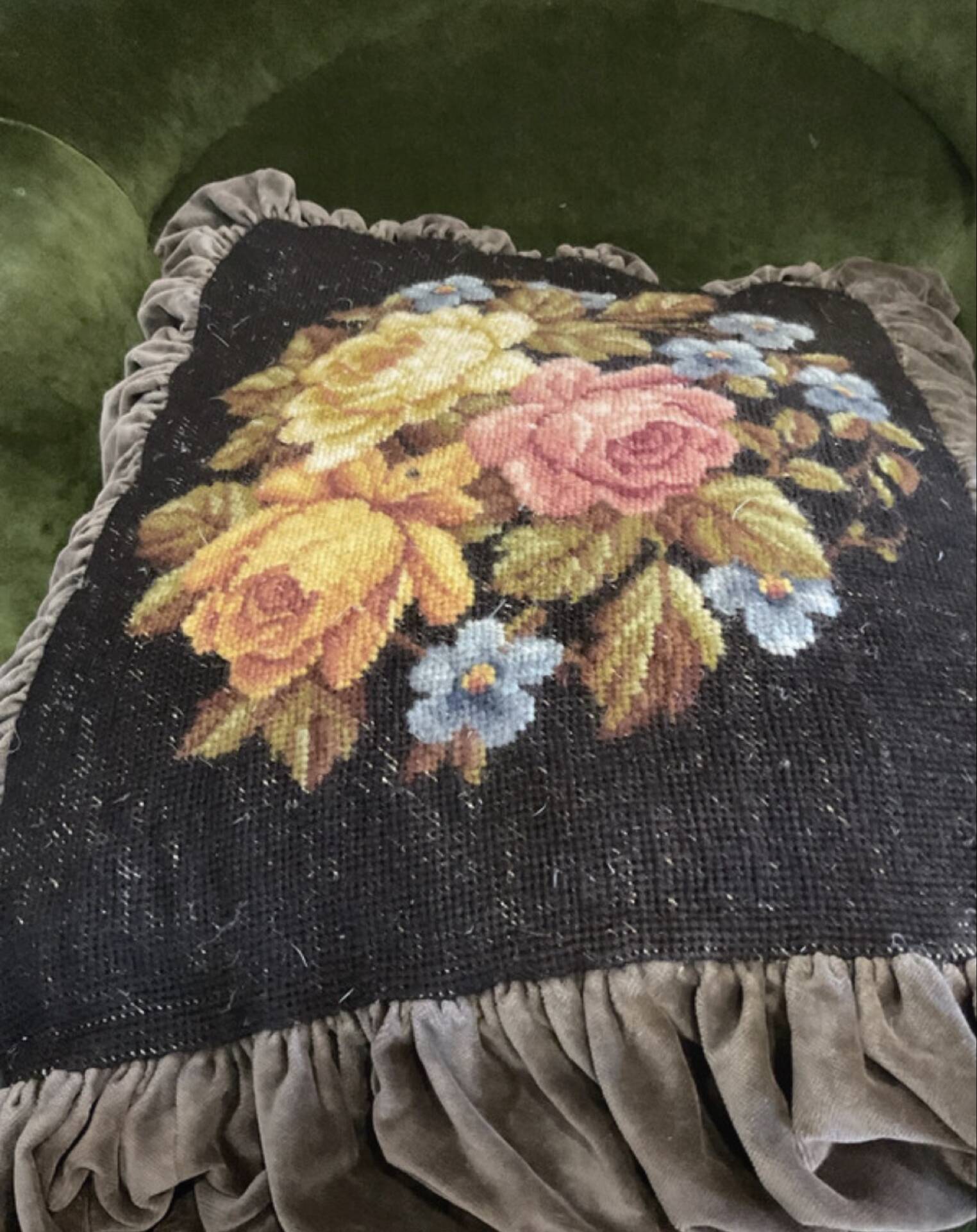Vintage velvet cushion