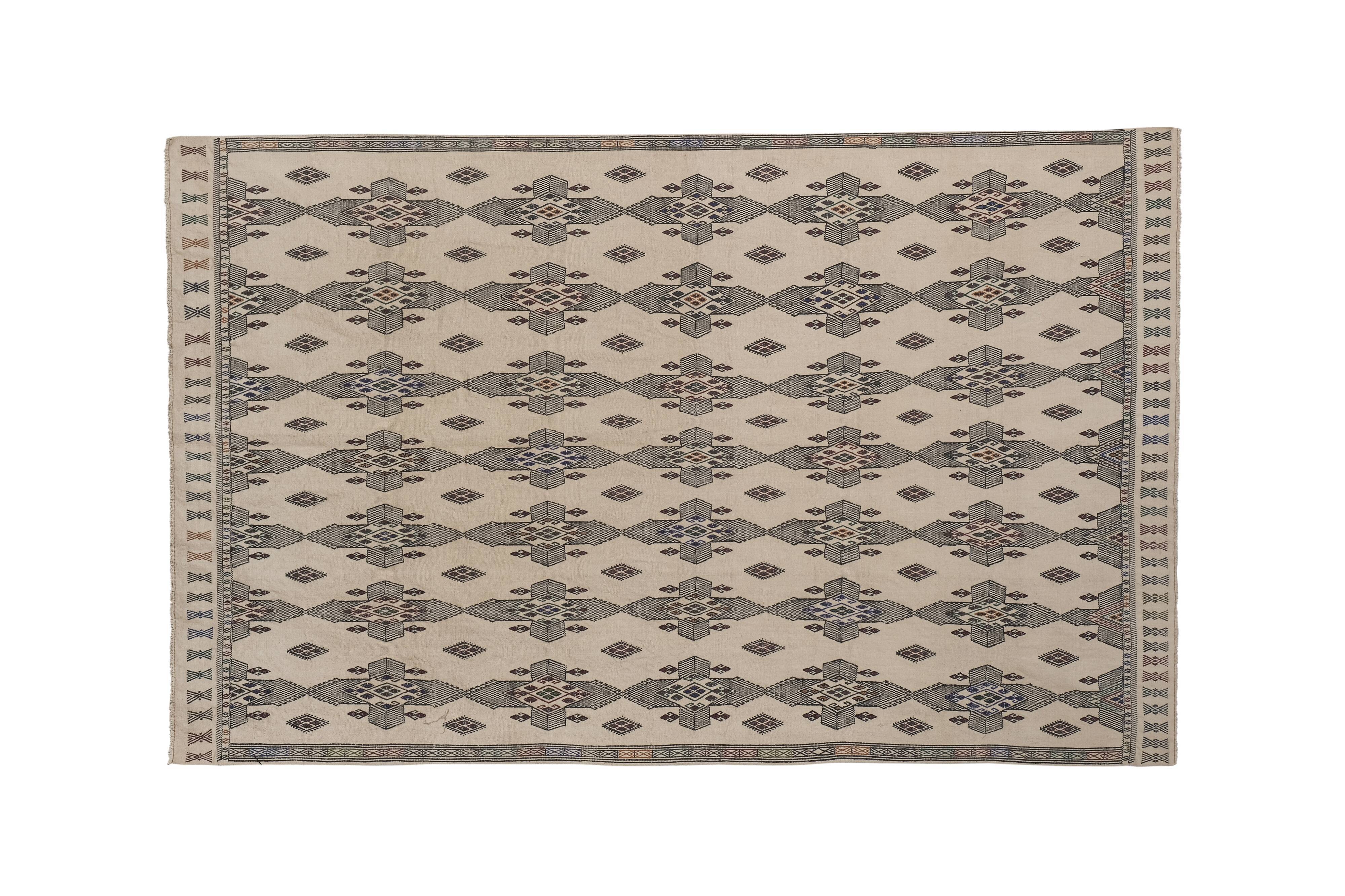 Handwoven Floral Pattern Needlepoint Kids Kilim Rug, Wall Hanging Decor
