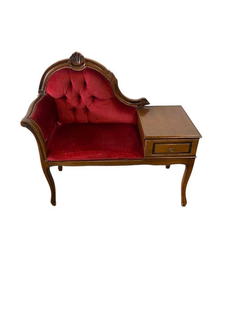 Vintage baroque bench / telephone bench / chair with small table