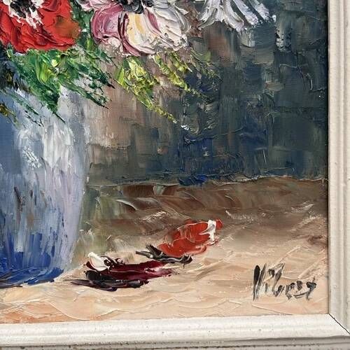 Original Antique Bouquet Flowers Oil Painting, Perfect Painting, Framed, Signed
