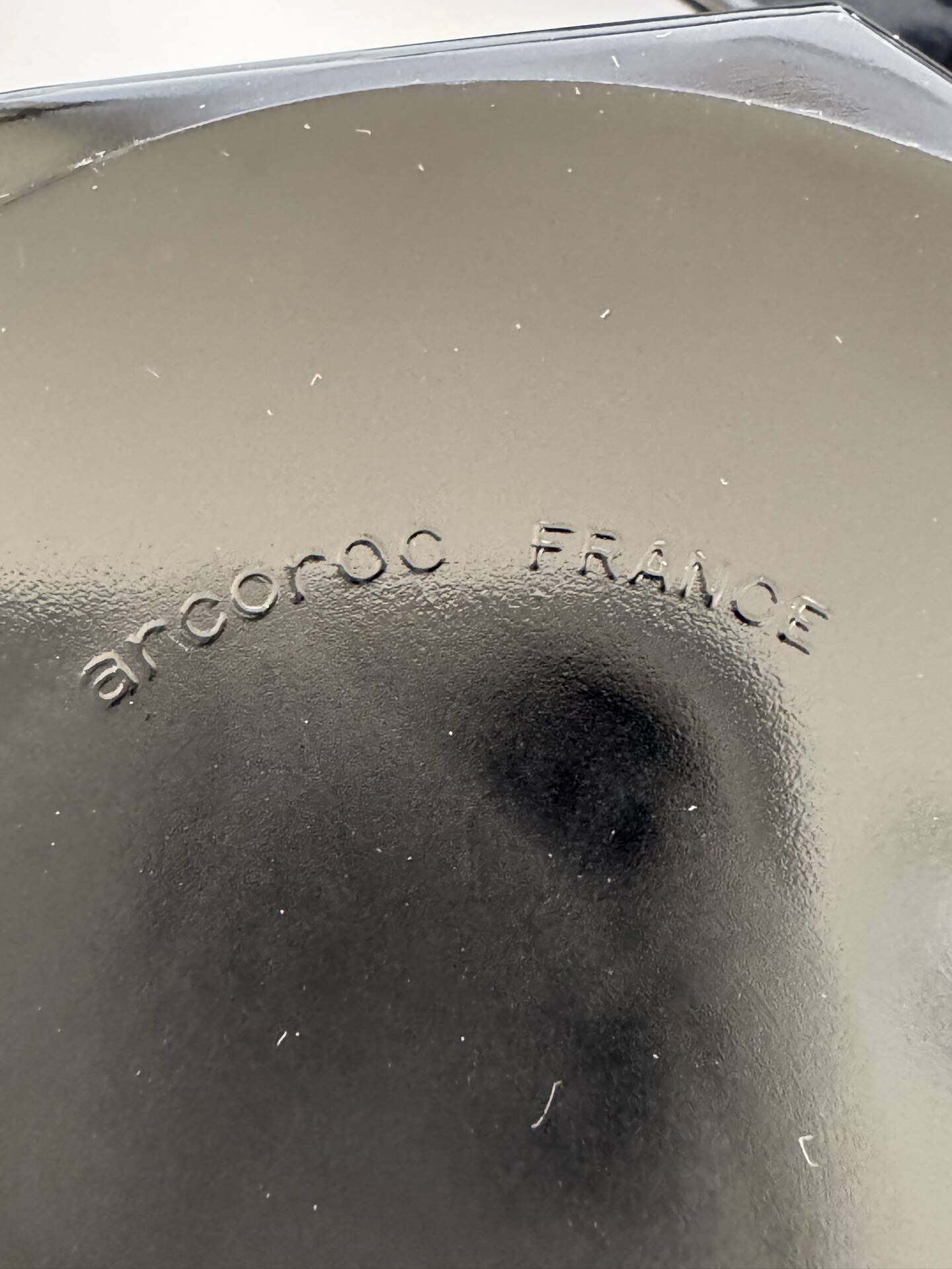 Vintage Set of 6 Arcoroc Black Glass Soup Cups and Saucers Set