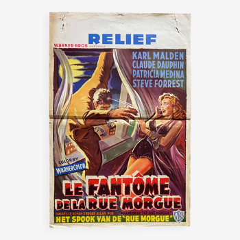 Affiche cinéma originale "Le Fantôme de la rue Morgue" Film d'Horreur 36x56cm 1954