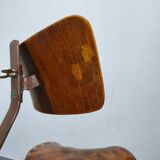 1930s Industrial Adjustable Swivel Chair with Leather Seat
