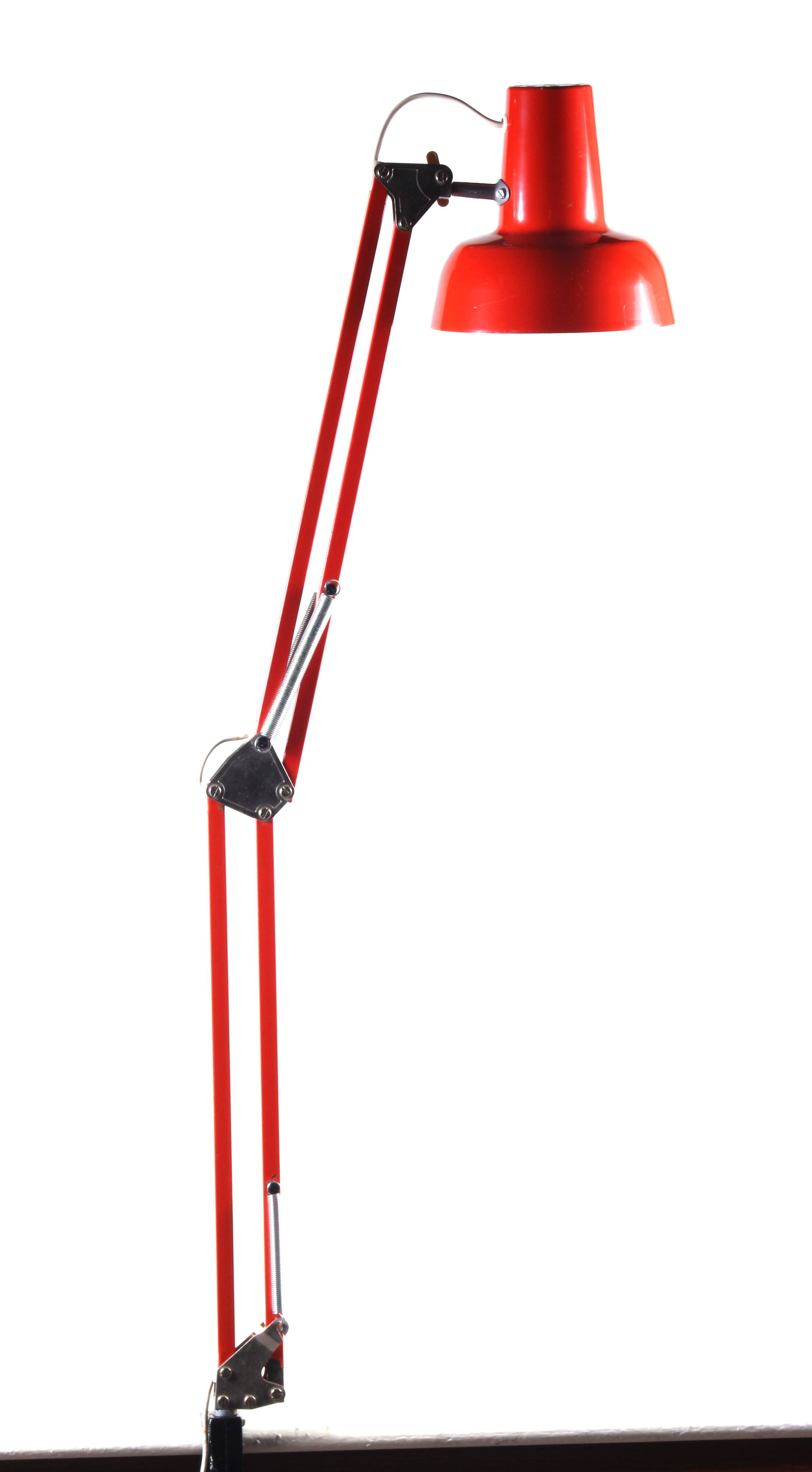 Orange desk lamp, 60s, industrial