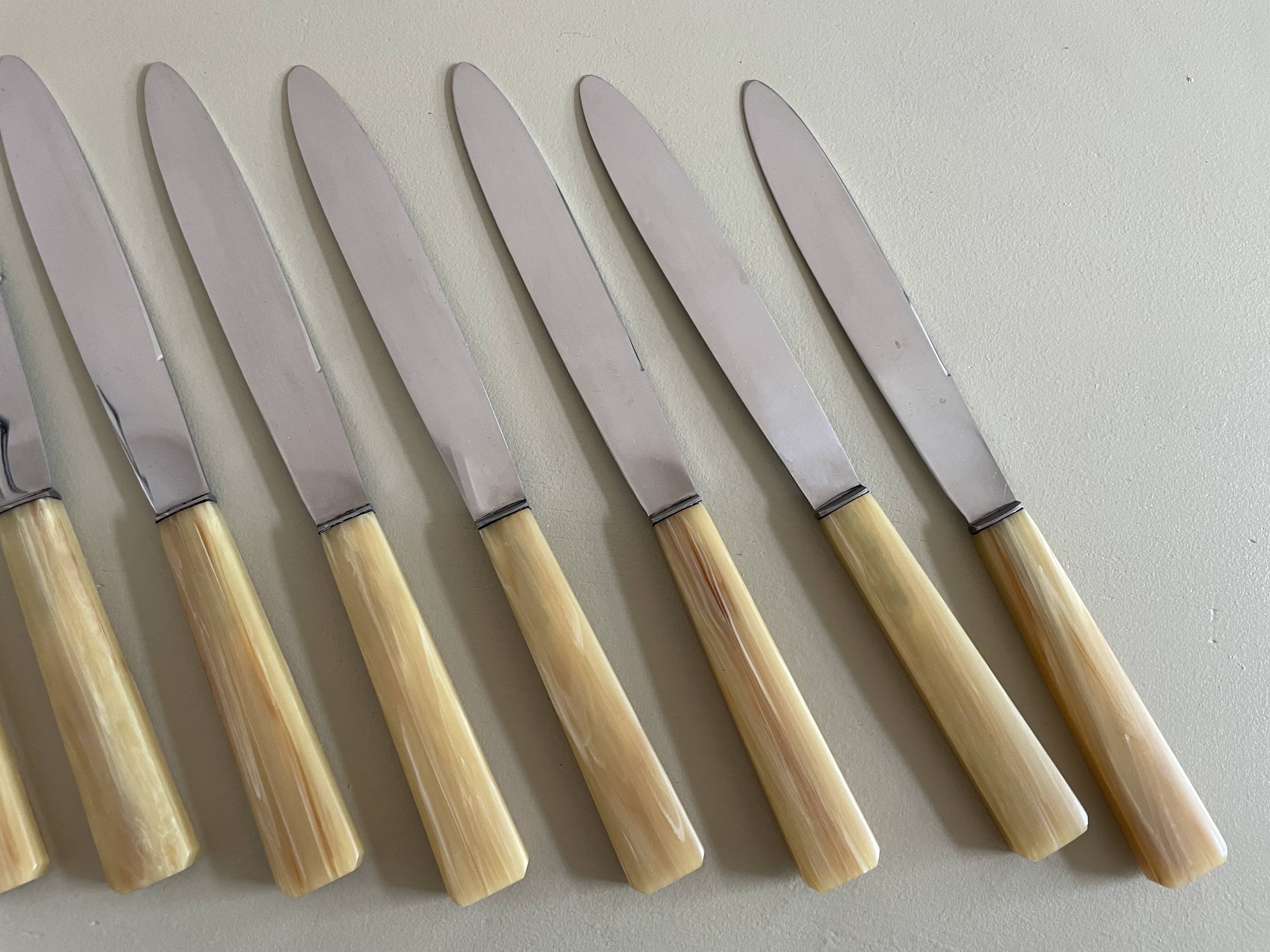 Set of 12 antique knives in green case