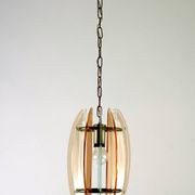Mid-Century Italian pink and clear thick glass chandelier by Veca. Italy 1960s
