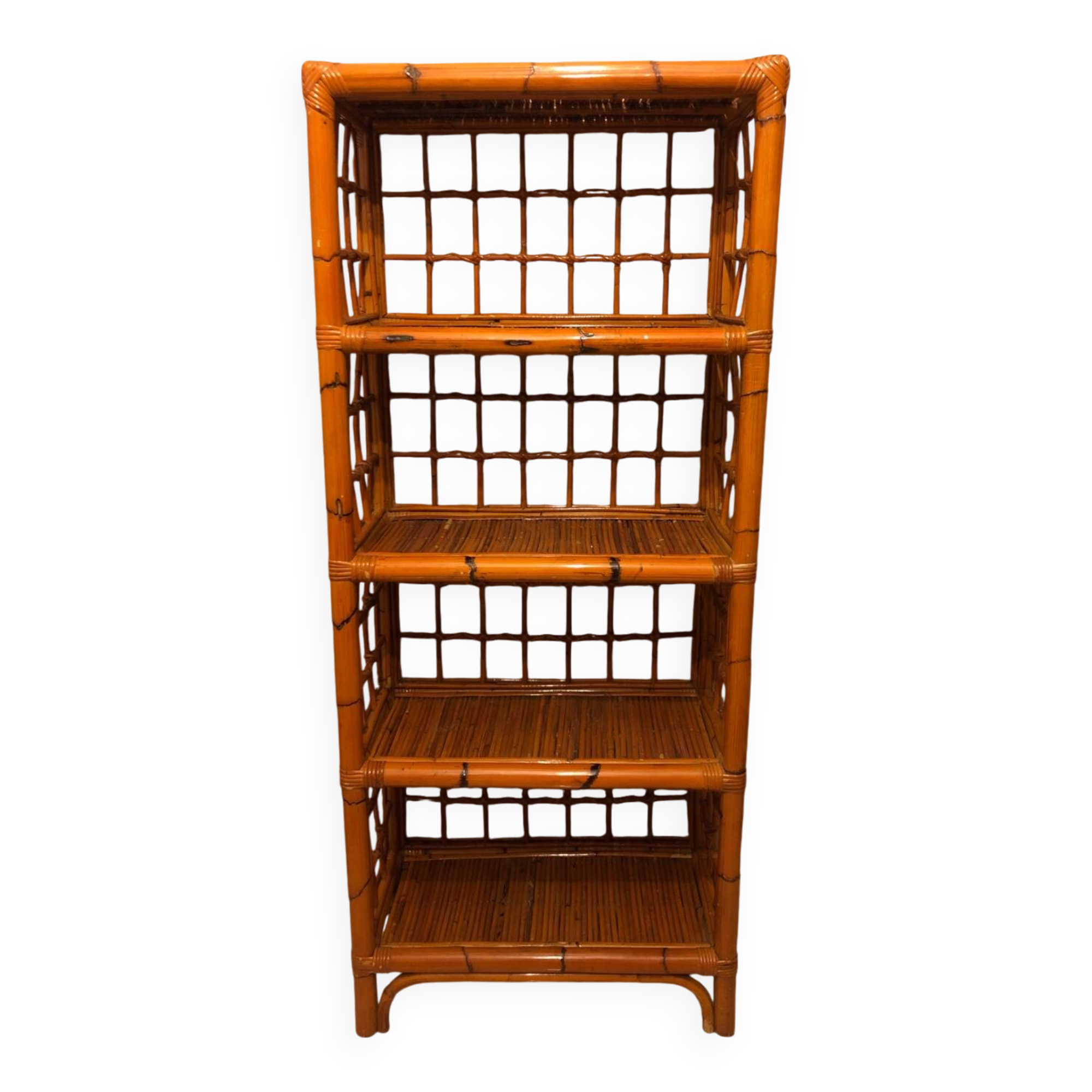 1980s bamboo and rattan bookshelf/shelf