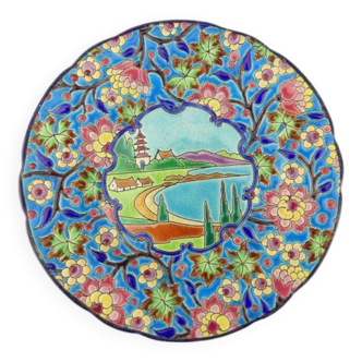 Assiette décorative en émaux de Longwy